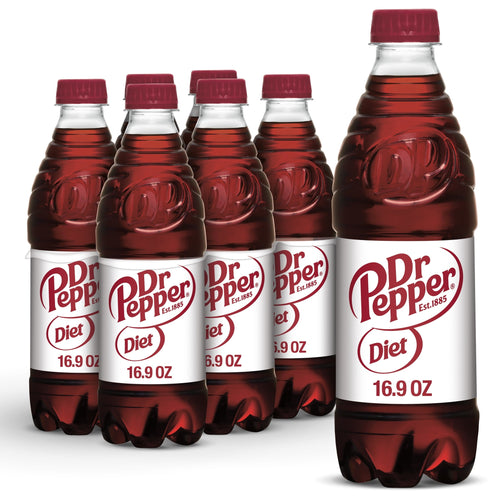 Diet Dr Pepper Soda, 16.9 fl oz Bottles, 6-Pack